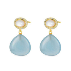 Pendientes plata chap piedra natural