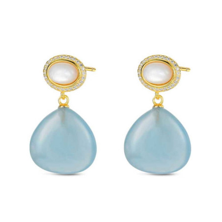 Pendientes plata chap piedra natural