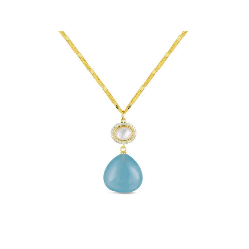 Collar plata chapada piedra natural Collar plata chapada piedra natural