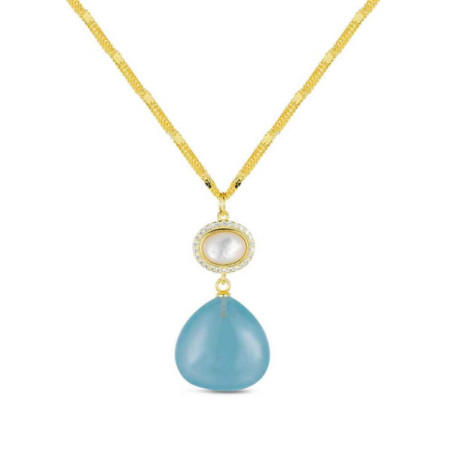 Collar plata chapada piedra natural