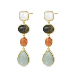 Pendientes plata chap piedra natural