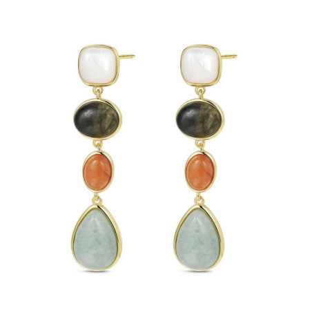 Pendientes plata chap piedra natural