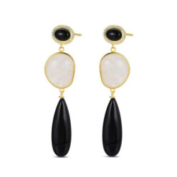 Pendientes plata chapada piedra natural