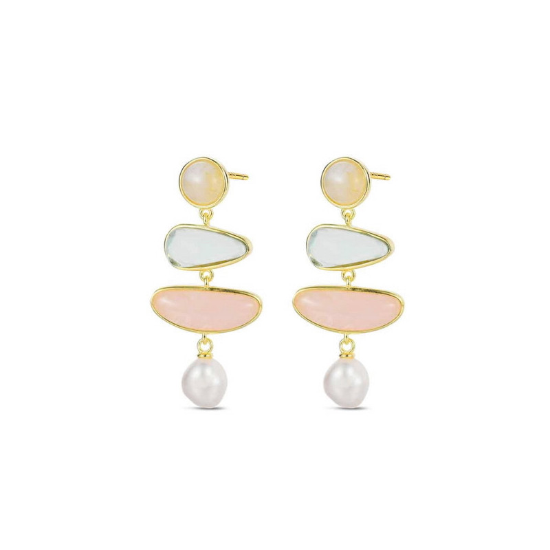 Pendientes plata chapada piedra natural Pendientes plata chapada piedra natural