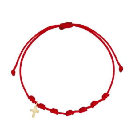 Pulsera 7 nudos cruz mini oro