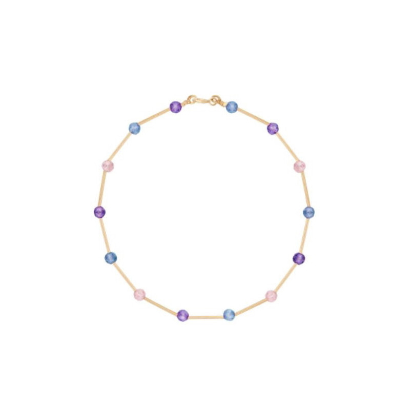 Pulsera oro y circonitas color