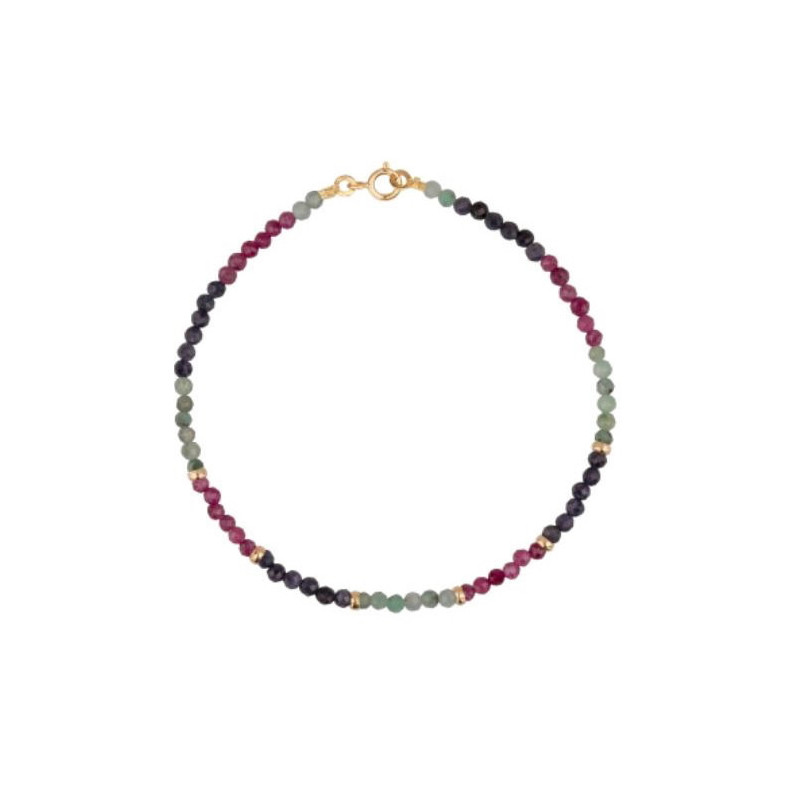 Pulsera oro y piedras color finas