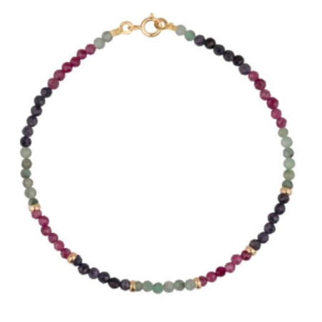 Pulsera oro y piedras color finas