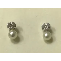 Dormilones oro blanco perla y brillante