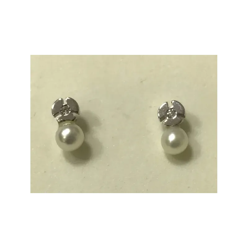 Dormilones oro blanco perla y brillante