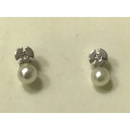 Dormilones oro blanco perla y brillante
