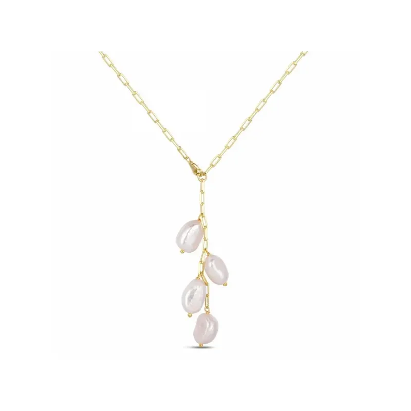 Collar de plata chapado perlas barrocas