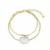 Pulsera plata chapada perla barroca
