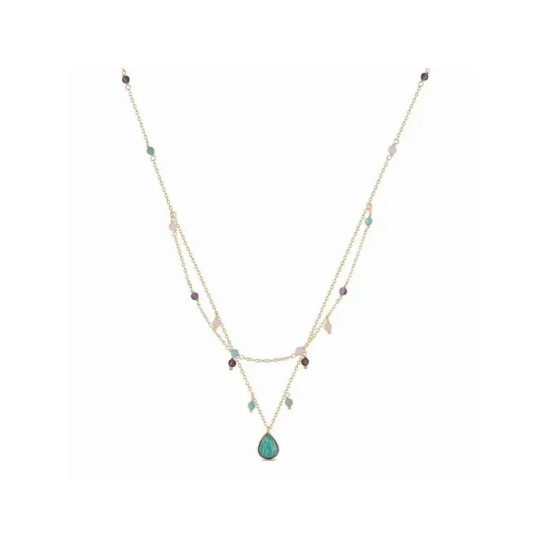 Collar plata chapada piedra natural