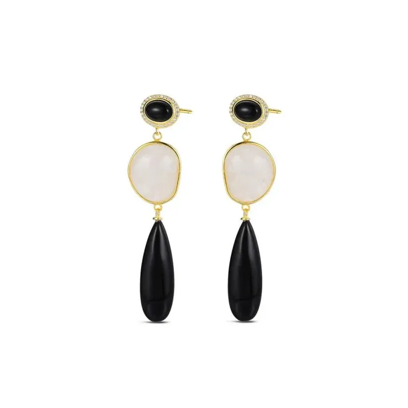 Pendientes plata chapada piedra natural