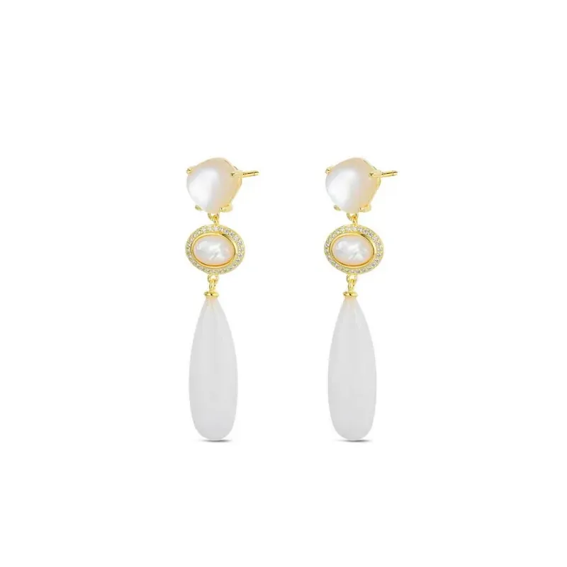 Pendientes plata chapada piedra natural