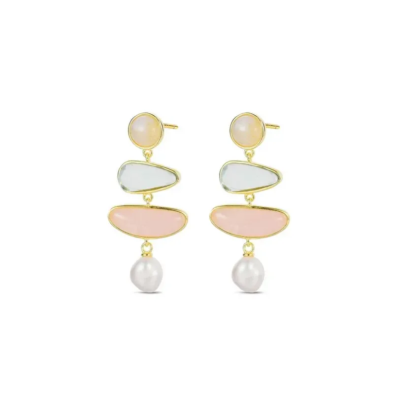 Pendientes plata chapada piedra natural