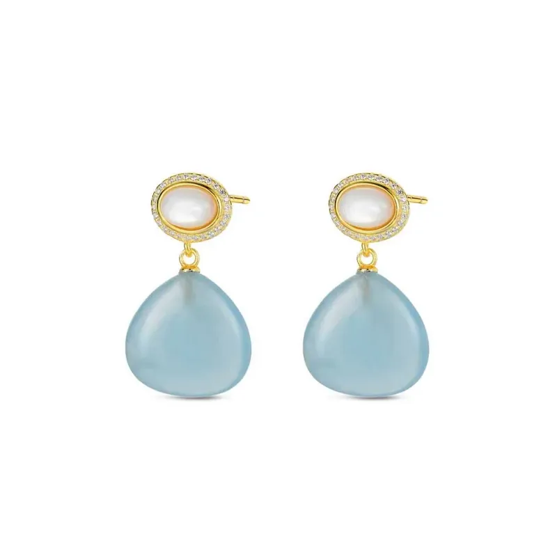 Pendientes plata chap piedra natural