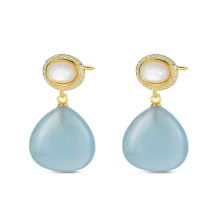 Pendientes plata chap piedra natural