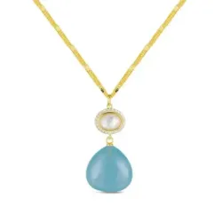 Collar plata chapada piedra natural
