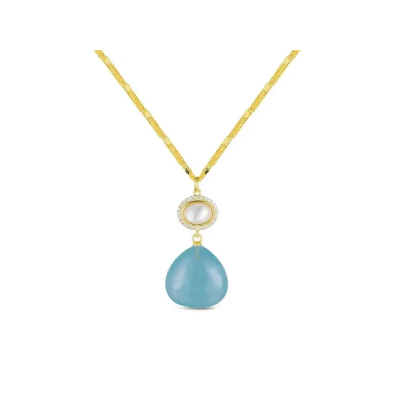 Collar plata chapada piedra natural