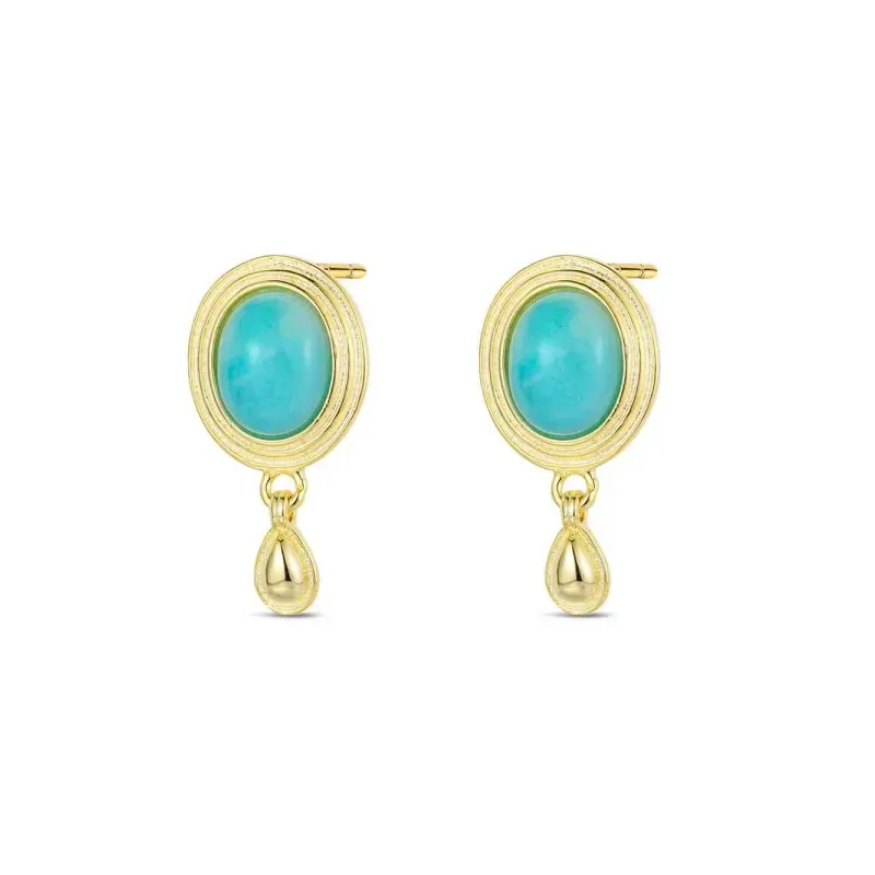 Pendientes plata chapada piedra natural