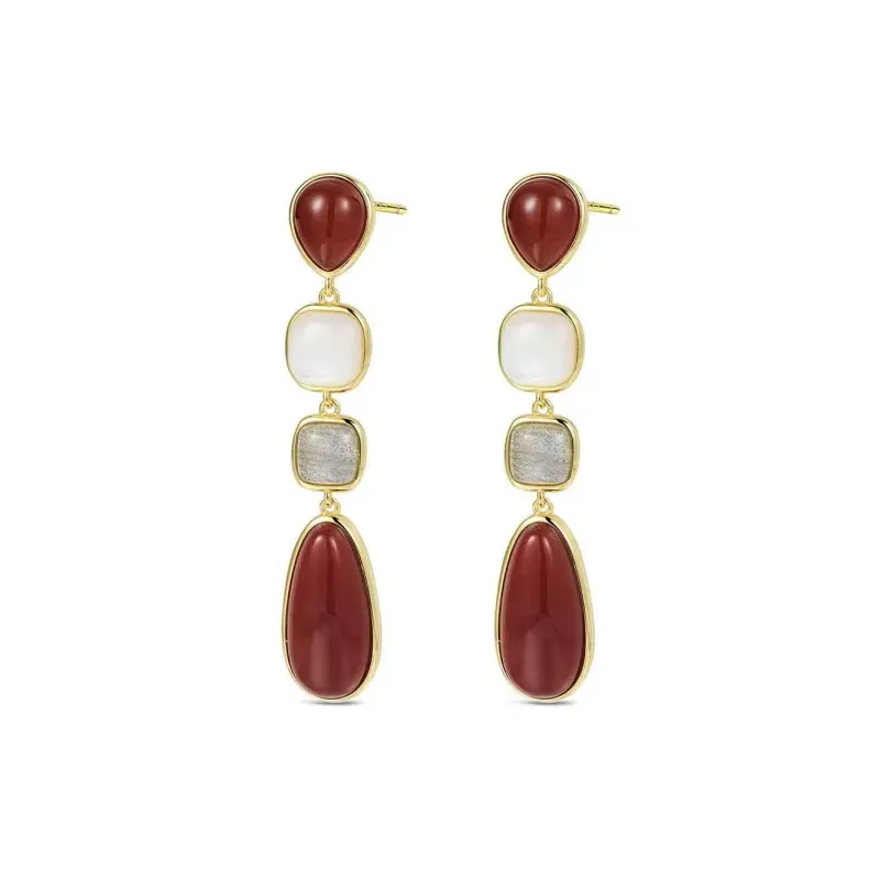 Pendientes plata chap. piedra natural