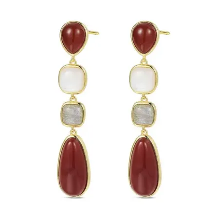 Pendientes plata chap. piedra natural